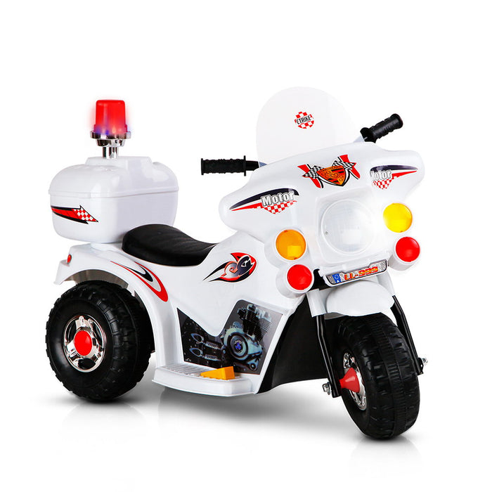 Kids Ride On Electric White Motorbike - Battery Operated