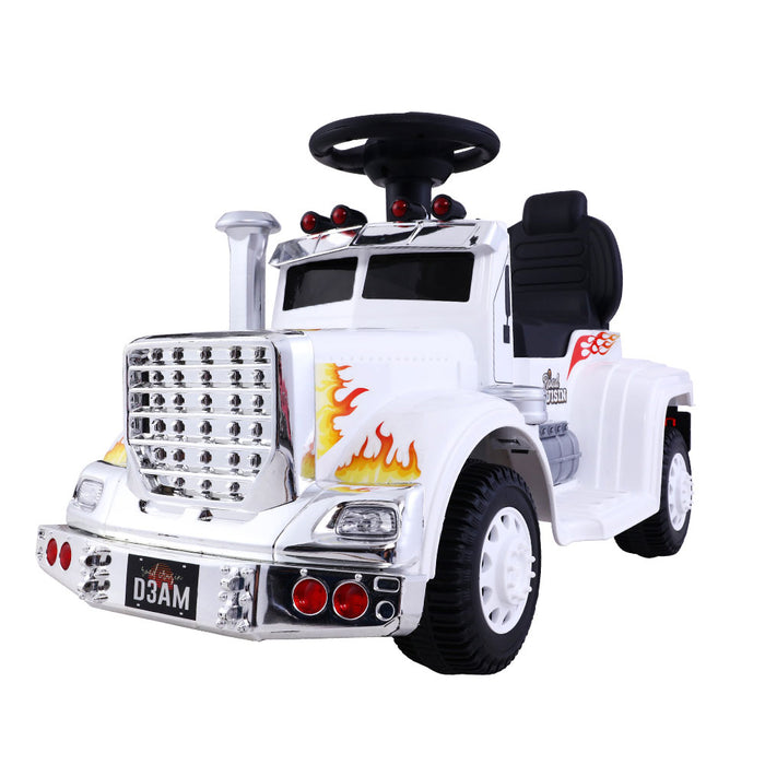 Kids Ride On White Electric Truck - Battery Operated