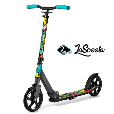 Lascoota Pulse - Kick Push Adult Commuter Scooter - Graphic Black