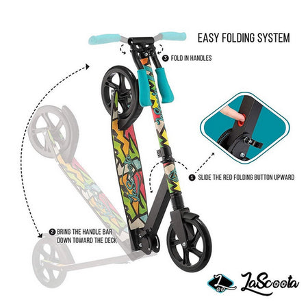 Lascoota Pulse - Kick Push Adult Commuter Scooter - Graphic Black