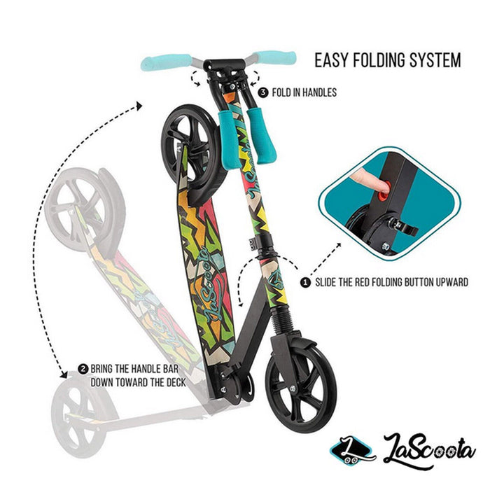Lascoota Pulse - Kick Push Adult Commuter Scooter - Graphic Black