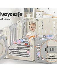 Keezi Baby Playpen 16 Panels Foldable Toddler Fence Safety Play Activity Centre
