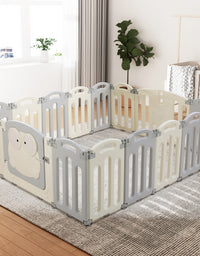 Keezi Baby Playpen 16 Panels Foldable Toddler Fence Safety Play Activity Centre

