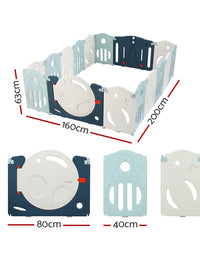 Keezi Baby Playpen 16 Panels Foldable Toddler Fence Safety Play Activity Barrier
