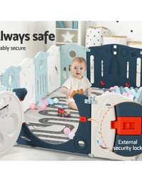 Keezi Baby Playpen 16 Panels Foldable Toddler Fence Safety Play Activity Barrier
