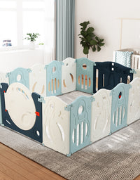 Keezi Baby Playpen 16 Panels Foldable Toddler Fence Safety Play Activity Barrier
