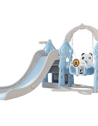 Keezi Kids 170cm Slide and Swing Set Playground Basketball Hoop Ring Outdoor Toys Blue
