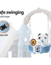 Keezi Kids 170cm Slide and Swing Set Playground Basketball Hoop Ring Outdoor Toys Blue
