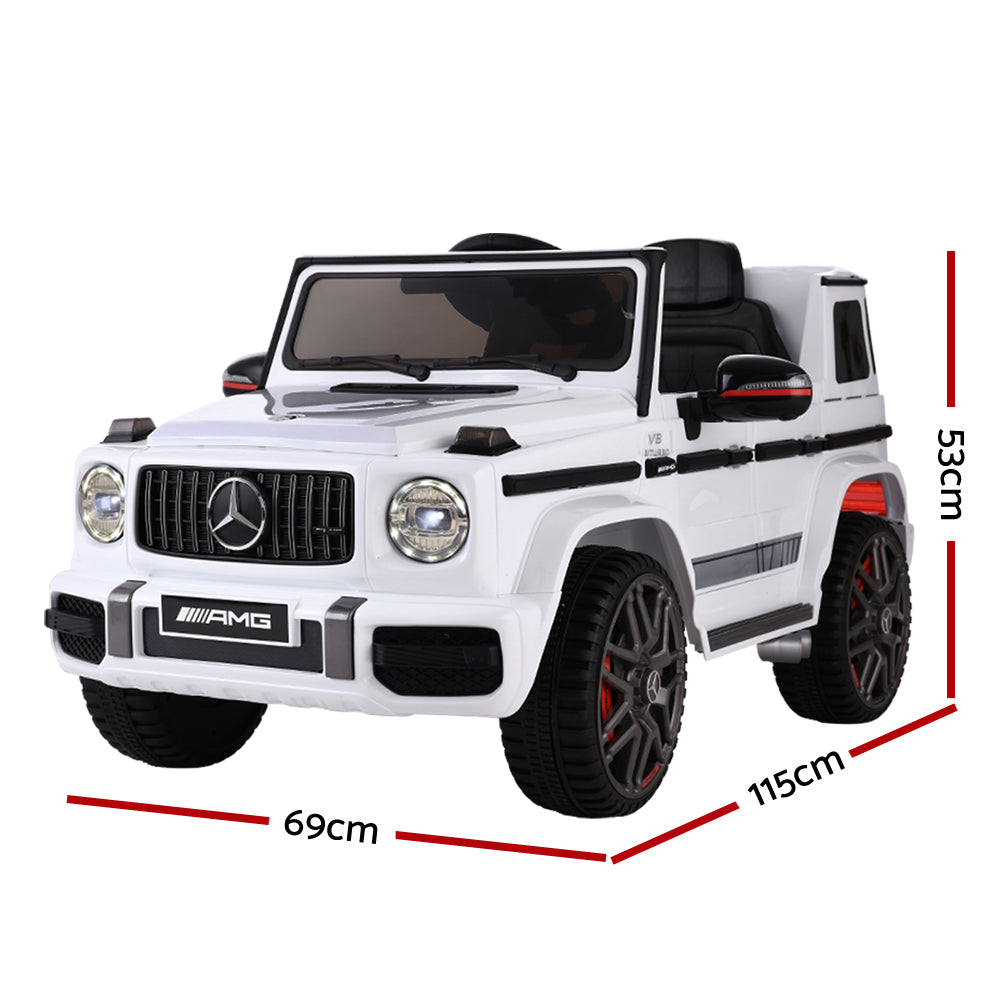 Mercedes-Benz Kids Ride On White Electric Car - AMG G63 Licensed Remote Car (12V)