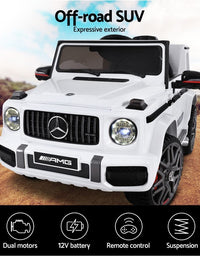 Mercedes-Benz Kids Ride On White Electric Car - AMG G63 Licensed Remote Car (12V)
