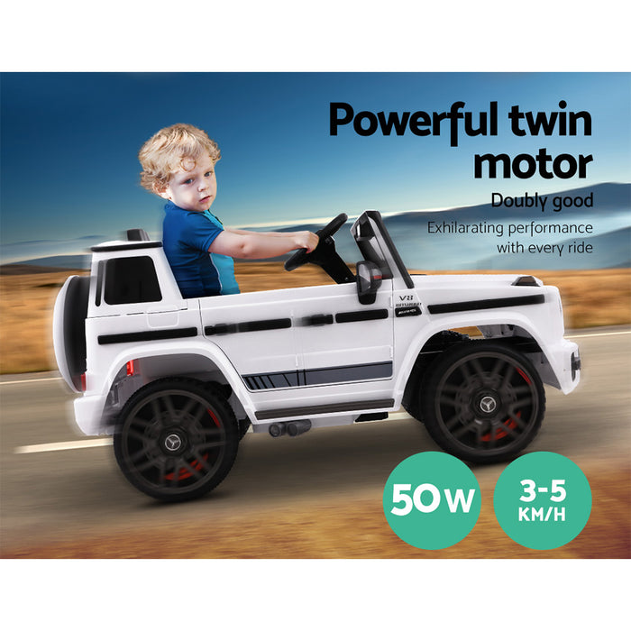 Mercedes-Benz Kids Ride On White Electric Car - AMG G63 Licensed Remote Car (12V)