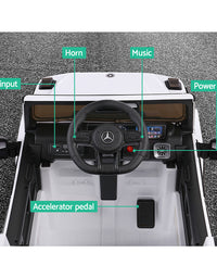 Mercedes-Benz Kids Ride On White Electric Car - AMG G63 Licensed Remote Car (12V)
