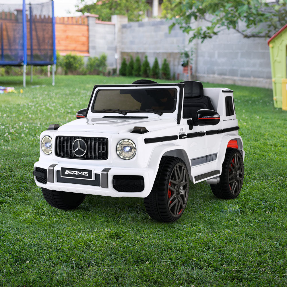 Mercedes-Benz Kids Ride On White Electric Car - AMG G63 Licensed Remote Car (12V)