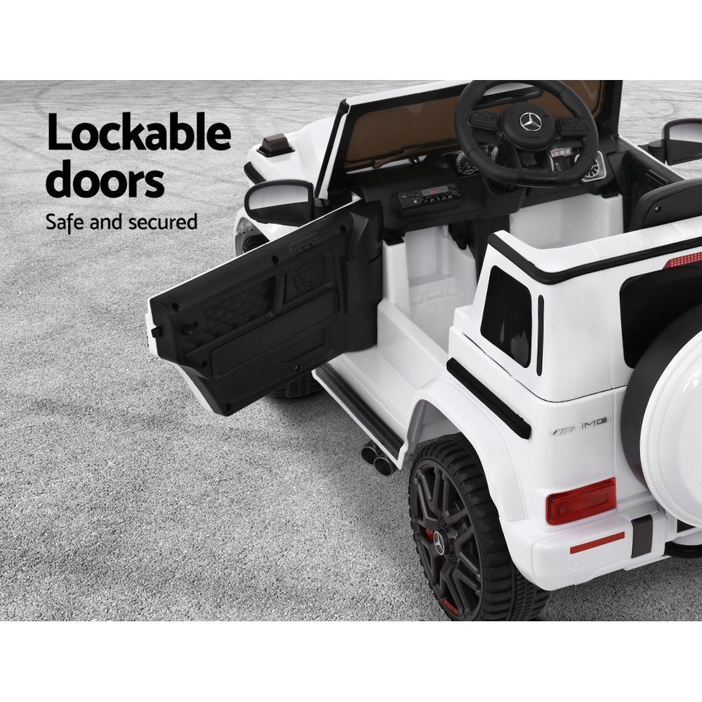 Mercedes-Benz Kids Ride On White Electric Car - AMG G63 Licensed Remote Car (12V)