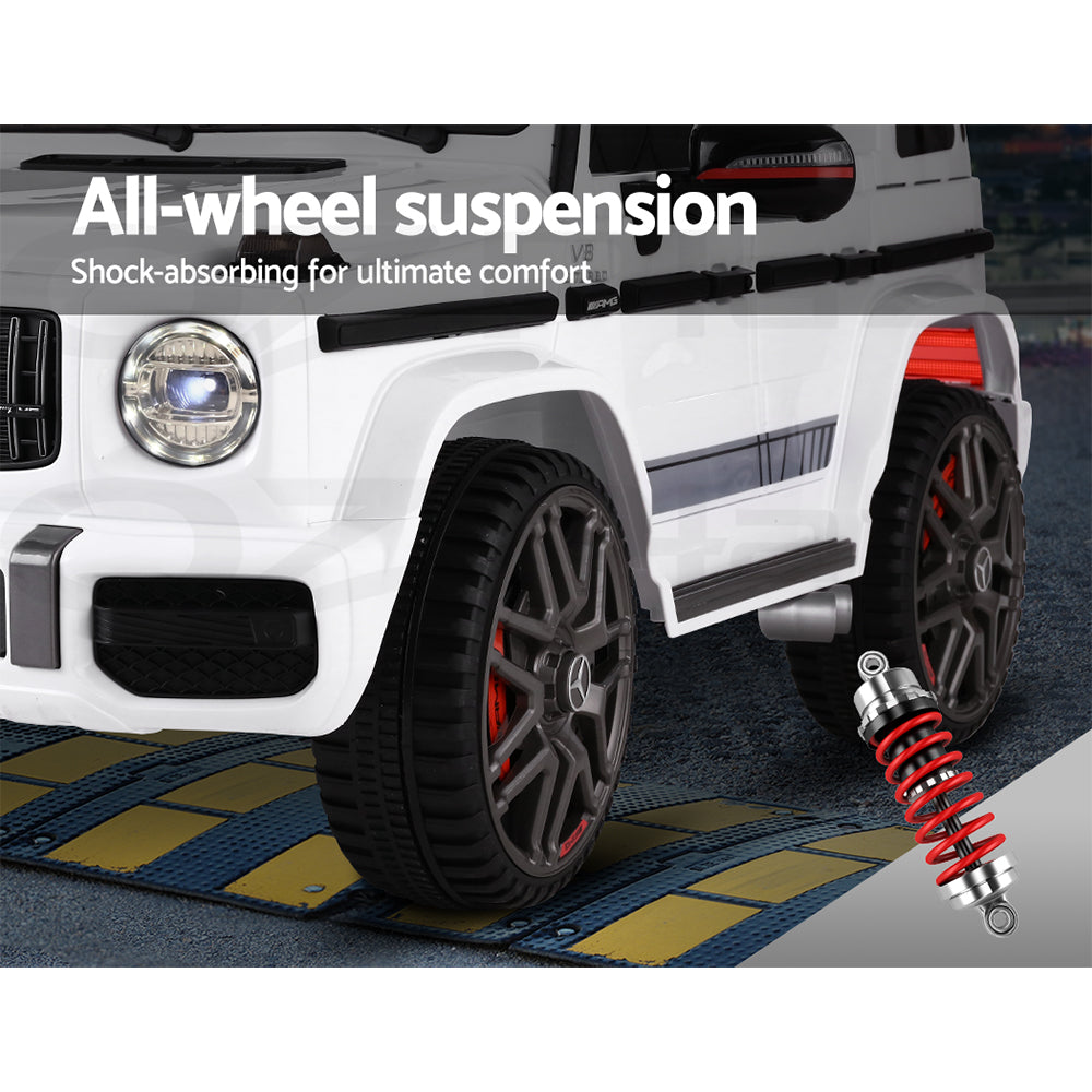 Mercedes-Benz Kids Ride On White Electric Car - AMG G63 Licensed Remote Car (12V)