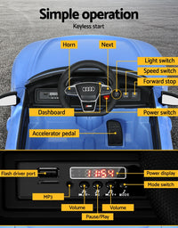 Licensed Audi Ride On Blue Electric Sports Car - Remote Control (12V)

