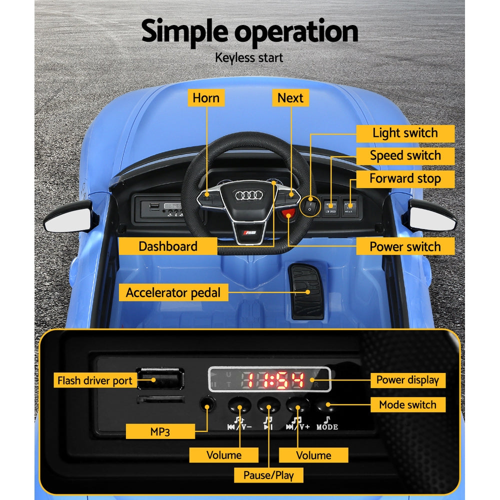 Licensed Audi Ride On Blue Electric Sports Car - Remote Control (12V)