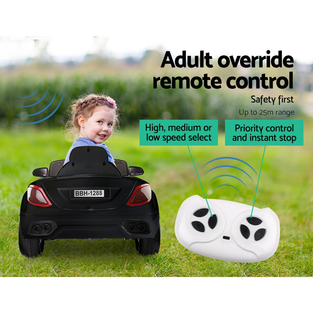 Kids Ride On Black Electric Car - Remote Control (12V)l  Black MP3 LED