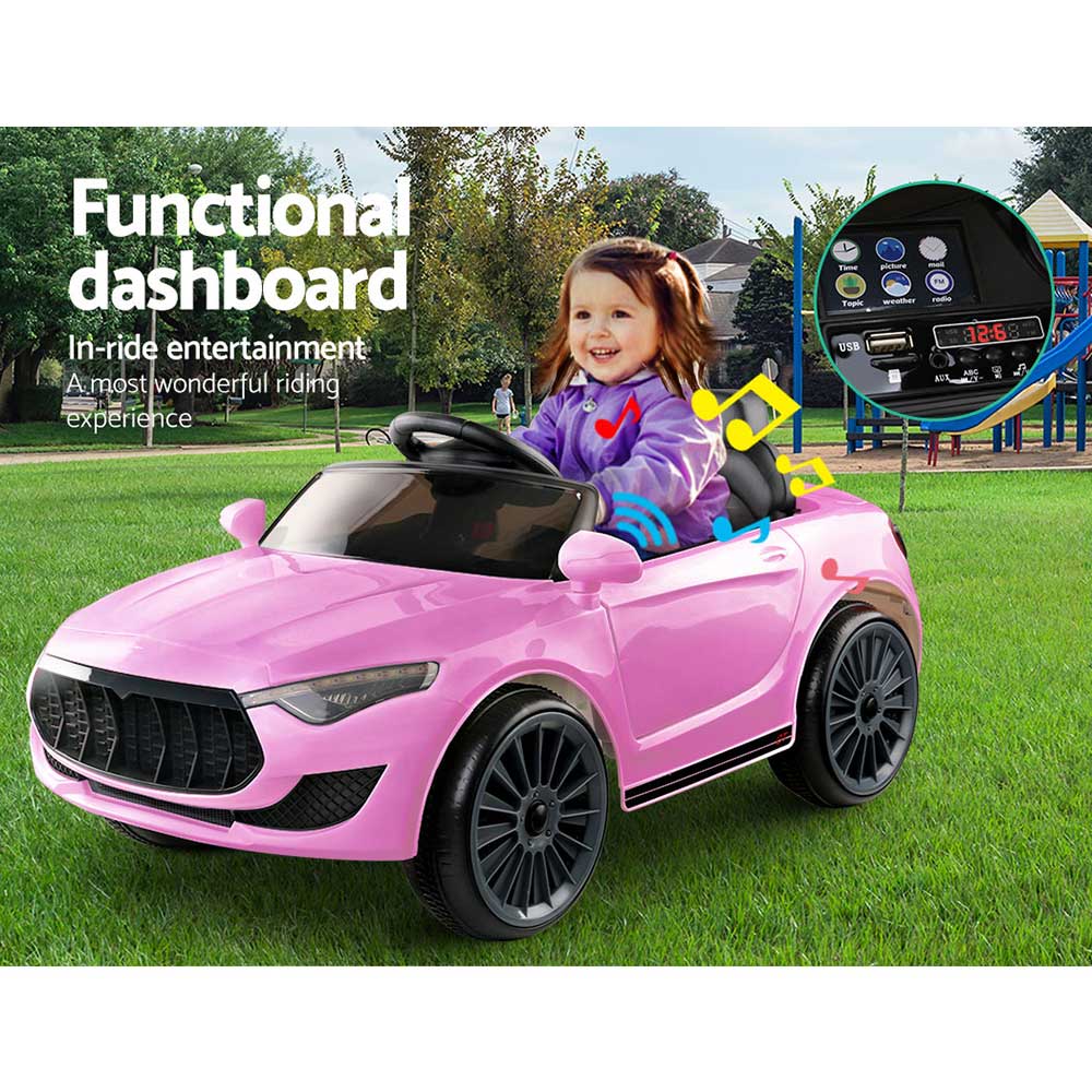 Kids Ride On Electric Pink Car - Remote Control (12V)