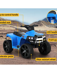 Rigo Kids Ride On ATV Quad Motorbike Car 4 Wheeler Electric Toys Battery Blue
