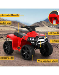Rigo Kids Ride On ATV Quad Motorbike Car 4 Wheeler Electric Toys Battery Red
