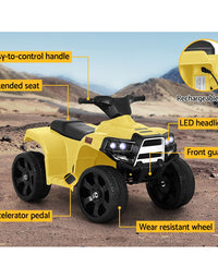 Rigo Kids Ride On ATV Quad Motorbike Car 4 Wheeler Electric Toys Battery Yellow
