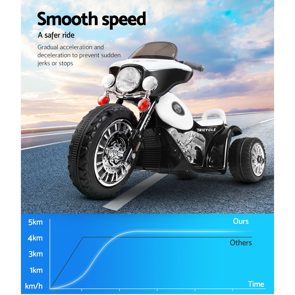 Kids Ride On Harley Style White Electric Motorbike