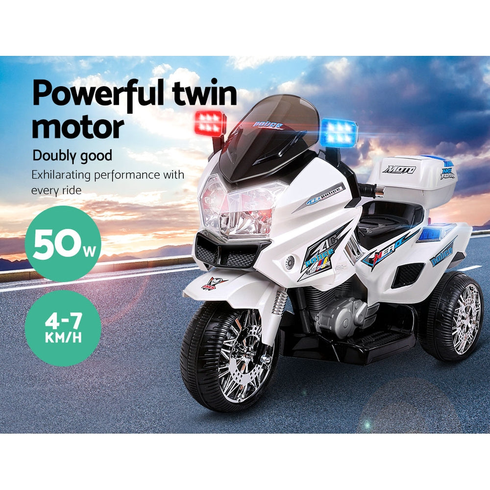 Rigo Kids Ride On Electric White Motorbike