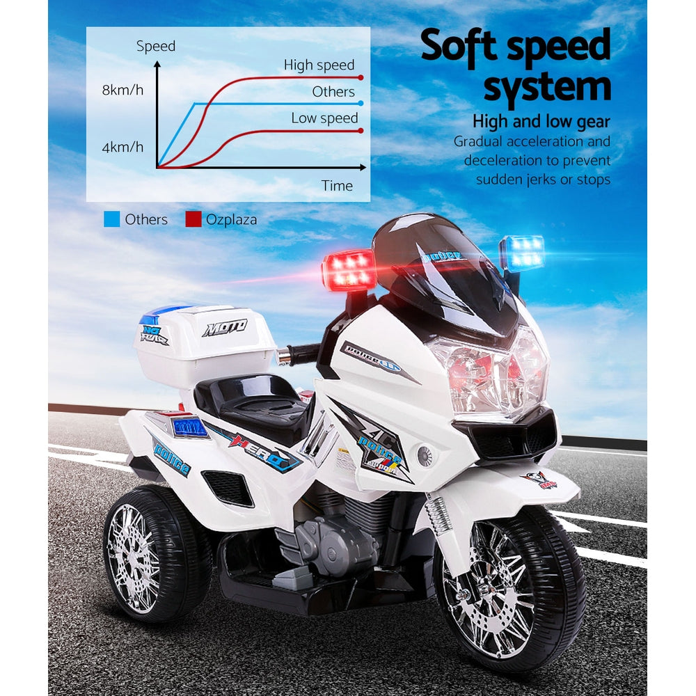 Rigo Kids Ride On Electric White Motorbike