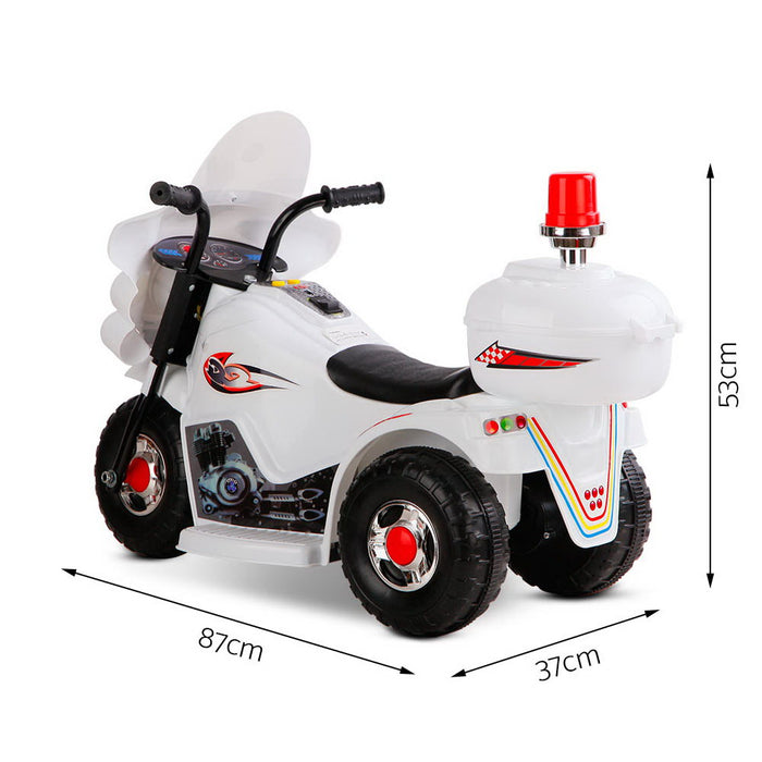 Kids Ride On Electric White Motorbike - Battery Operated