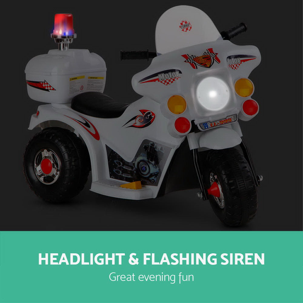 Kids Ride On Electric White Motorbike - Battery Operated
