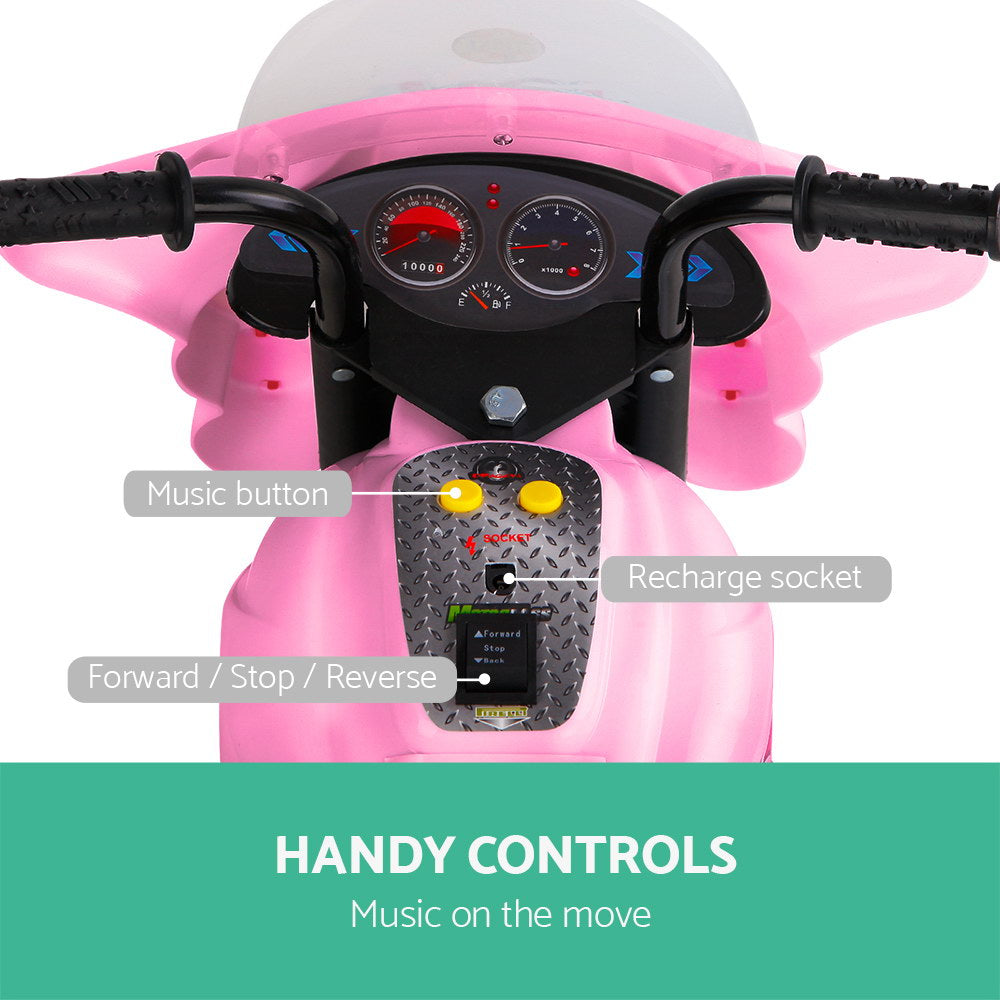Kids Ride On Electric Pink Motorbike - 3 Wheel