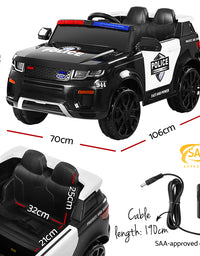 Kids Ride On Black Patrol Police Electric Car - Toy Car with Remote Control (12V)
