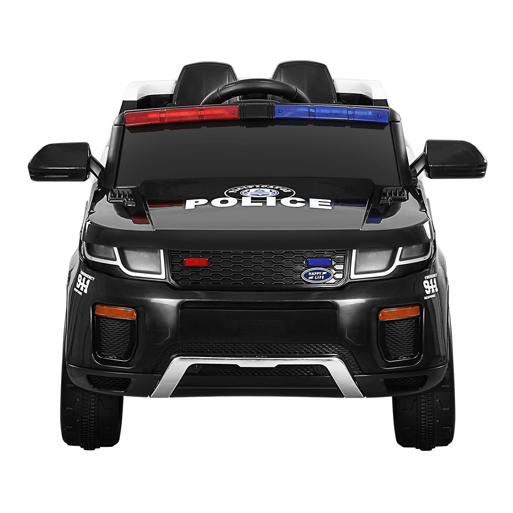 Kids Ride On Black Patrol Police Electric Car - Toy Car with Remote Control (12V)