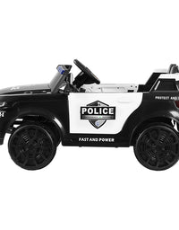 Kids Ride On Black Patrol Police Electric Car - Toy Car with Remote Control (12V)
