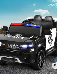 Kids Ride On Black Patrol Police Electric Car - Toy Car with Remote Control (12V)

