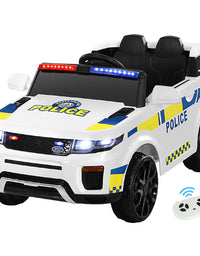 Kids Ride On Electric Patrol Police White Car - Remote Control (12V)
