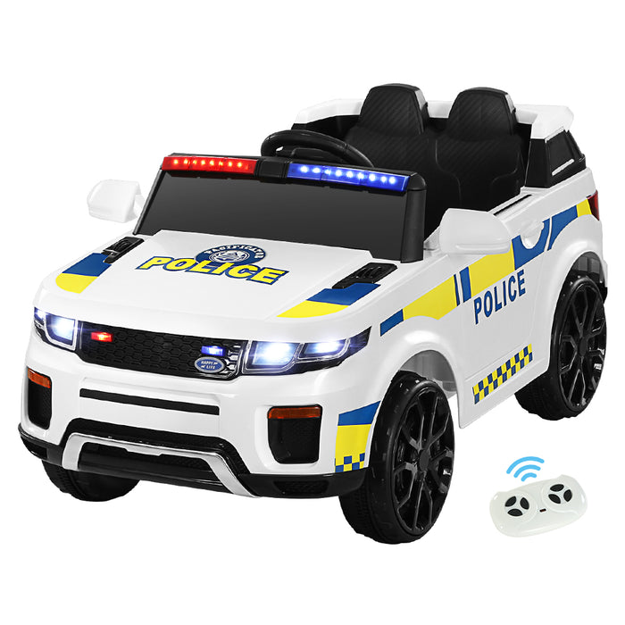 Kids Ride On Electric Patrol Police White Car - Remote Control (12V)
