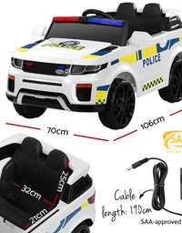 Kids Ride On Electric Patrol Police White Car - Remote Control (12V)
