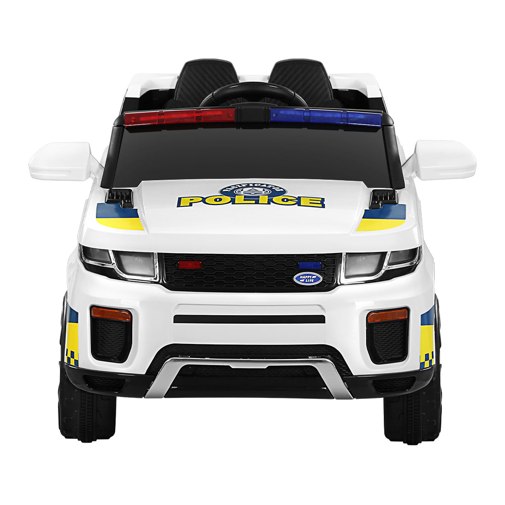 Kids Ride On Electric Patrol Police White Car - Remote Control (12V)