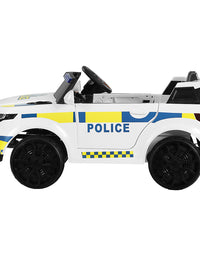 Kids Ride On Electric Patrol Police White Car - Remote Control (12V)
