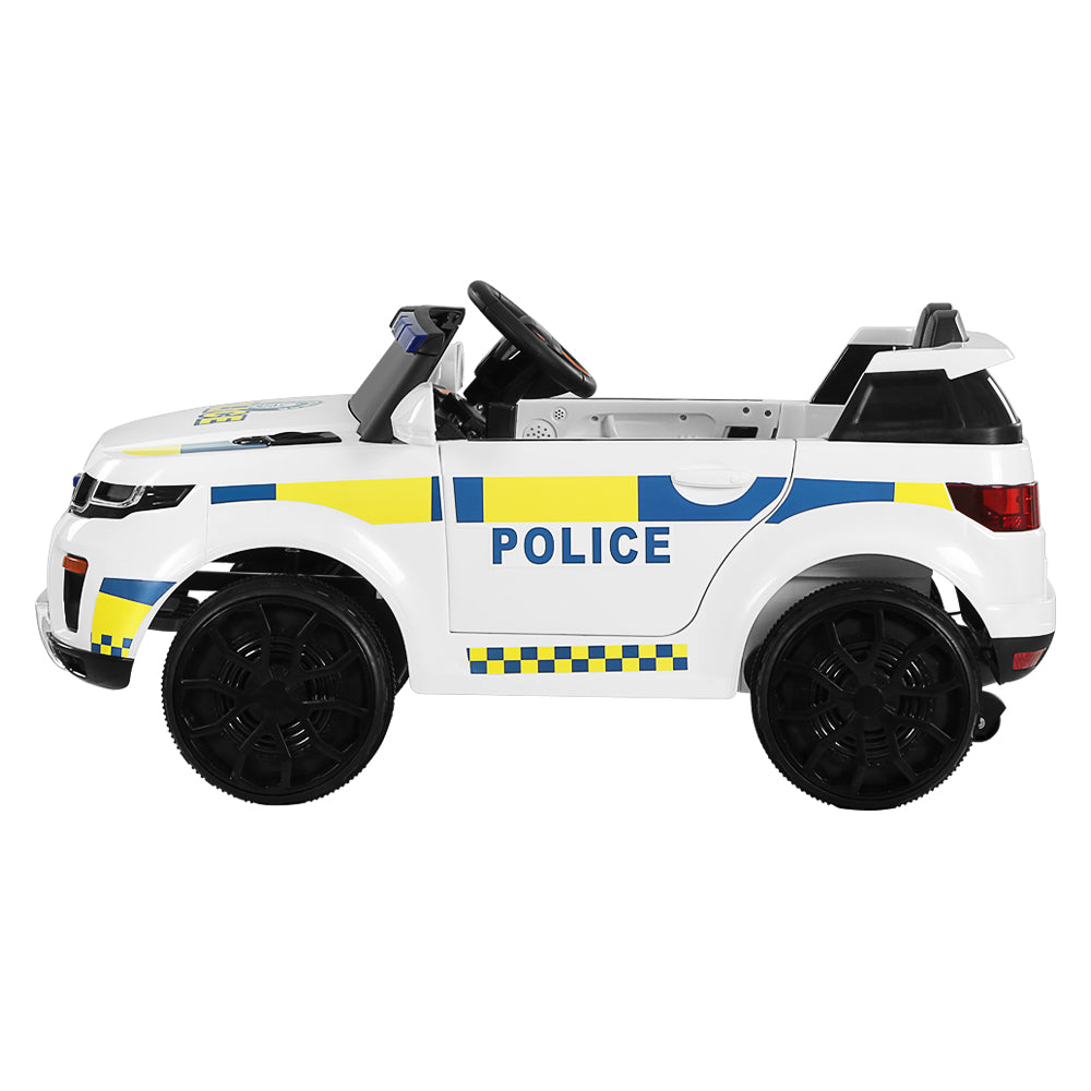 Kids Ride On Electric Patrol Police White Car - Remote Control (12V)