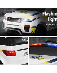 Kids Ride On Electric Patrol Police White Car - Remote Control (12V)
