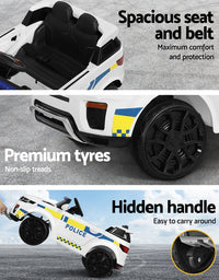 Kids Ride On Electric Patrol Police White Car - Remote Control (12V)
