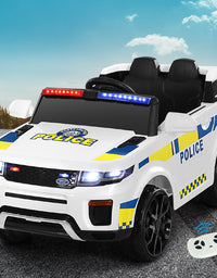 Kids Ride On Electric Patrol Police White Car - Remote Control (12V)
