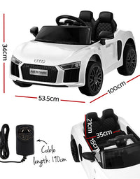Kids Ride On Car Audi R8 Licensed Sports Electric Toy Cars 12V Battery White
