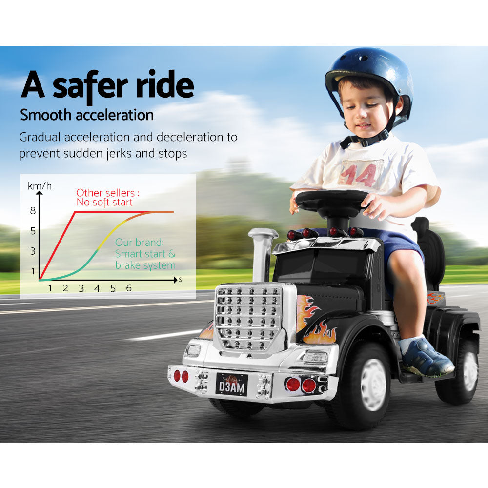 Kids Ride on Black Electric Truck - Battery Operated