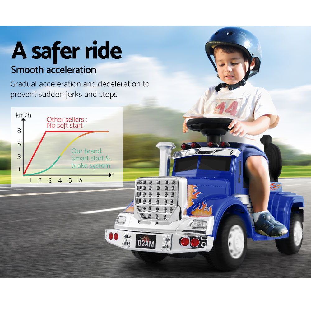 Kids Ride On Electric Blue Truck - Battery Operated