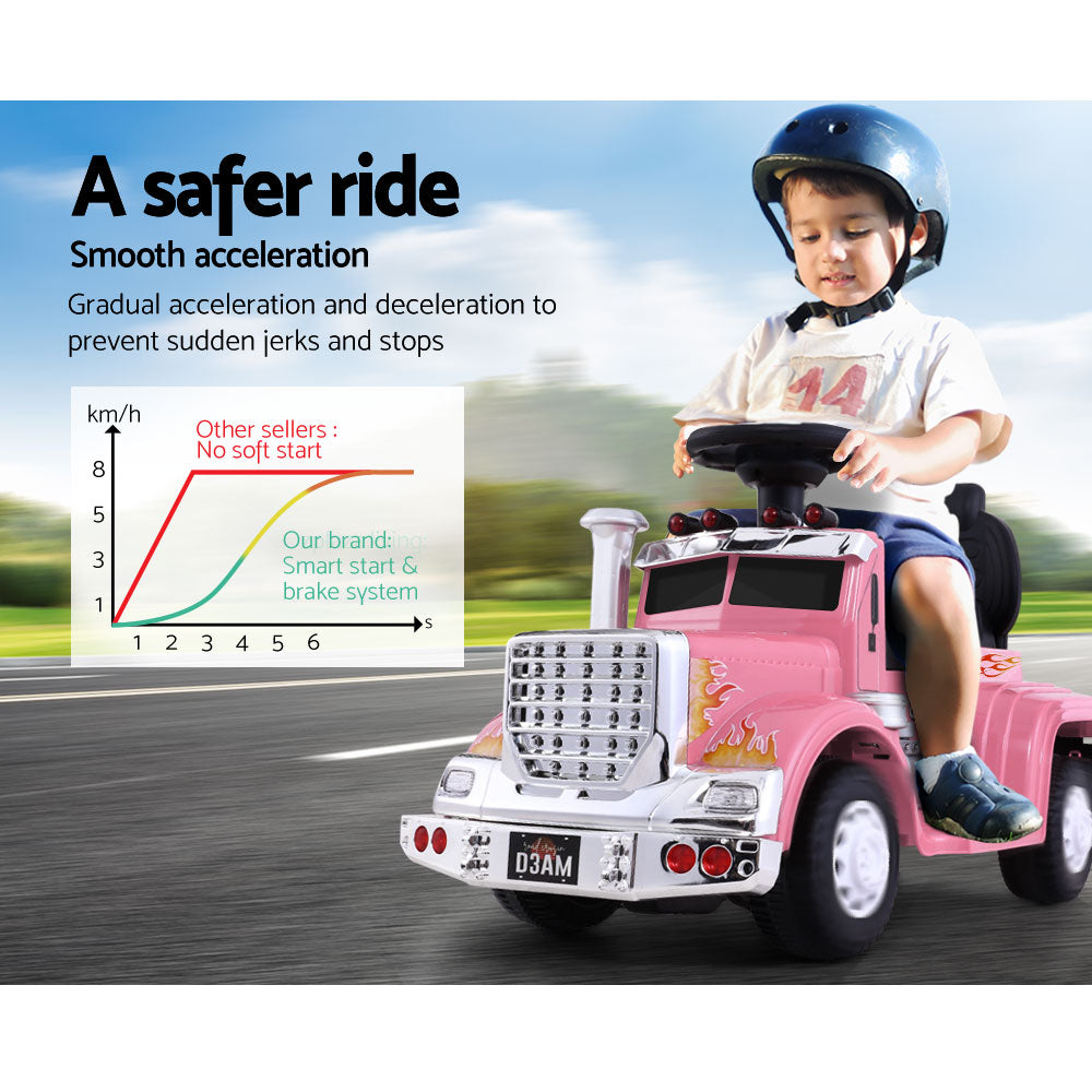 Kids Ride On Pink Electric Truck - Battery Operated