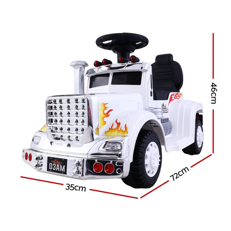Kids Ride On White Electric Truck - Battery Operated